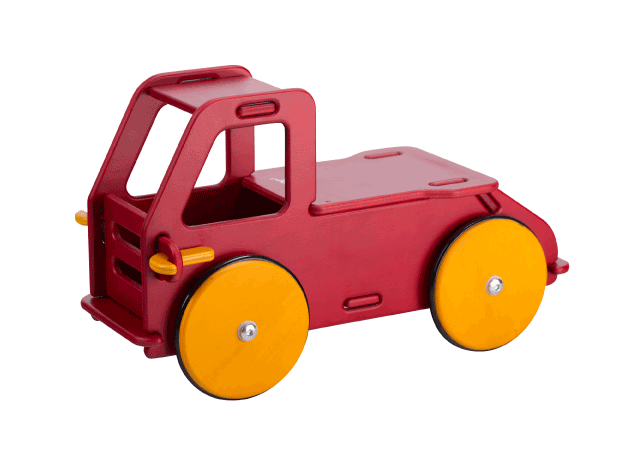 Moover Classic - Miniatur-Aufsitzwagen - Naturholz rot